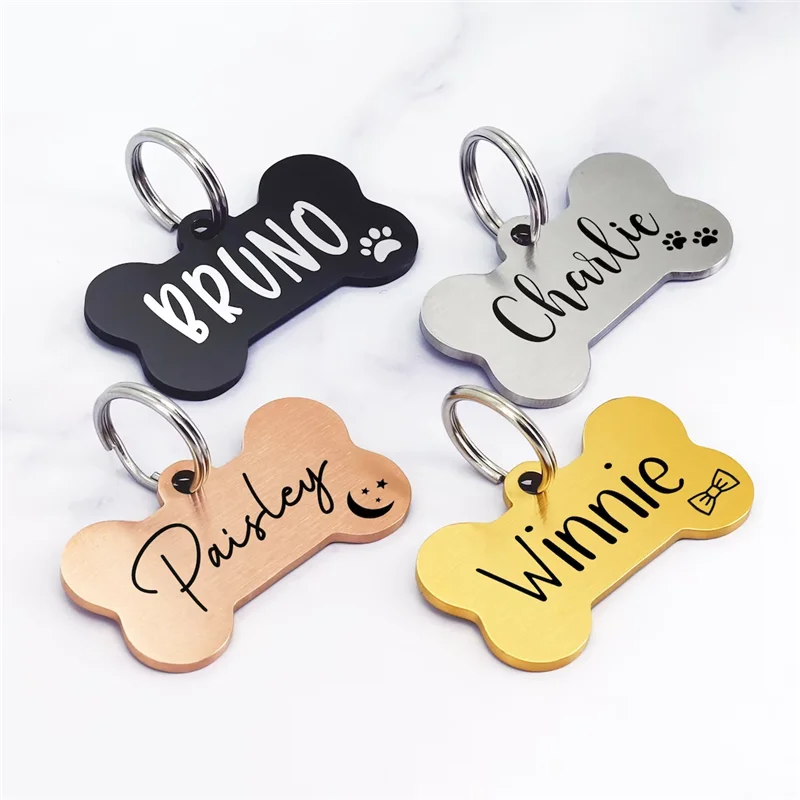 Pet ID Tags Personalized for Dogs plate tag Medal with Engraving Name Customizable Kitten Puppy Accessories Necklace Chain