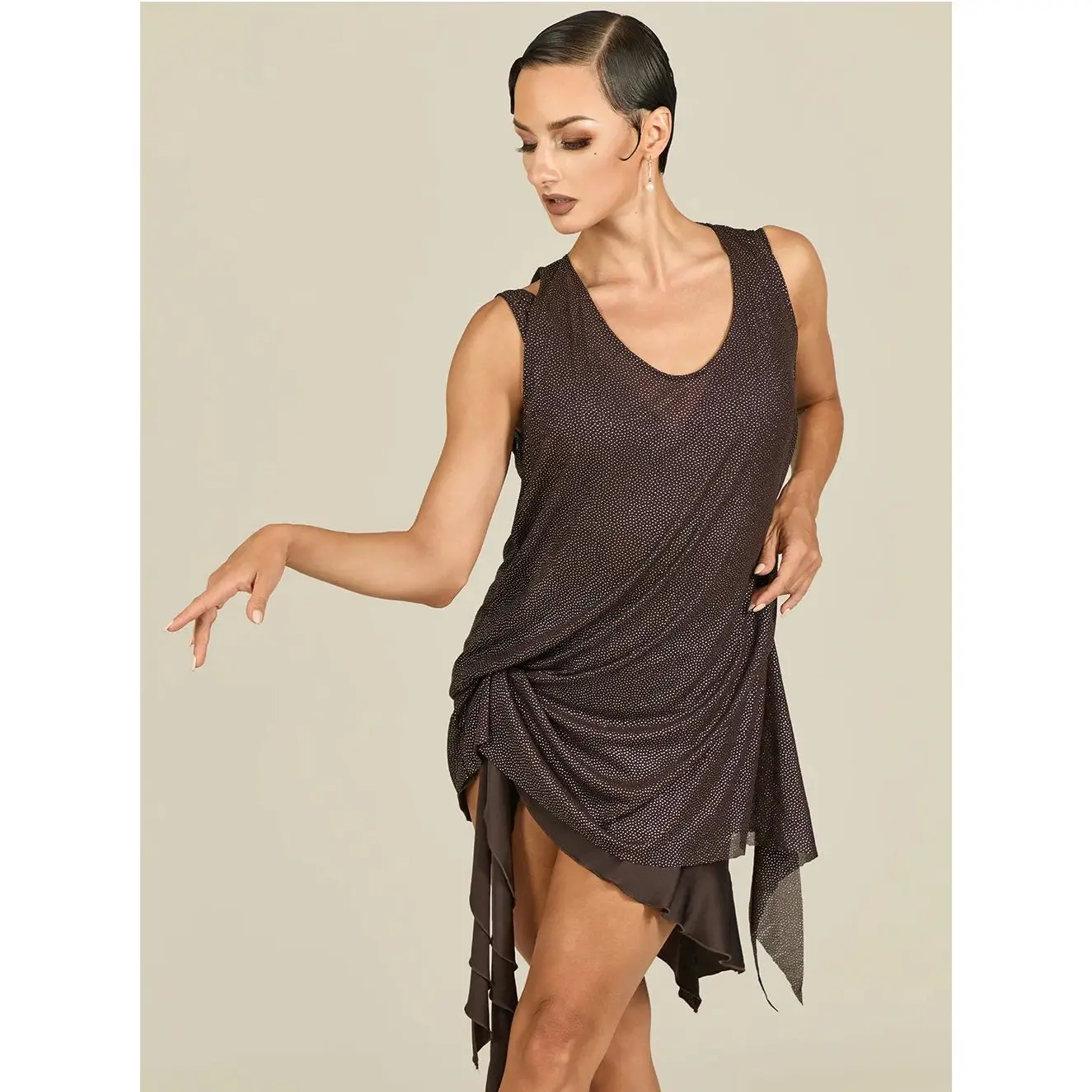 Novos trajes de dança latina solto sem costas sem mangas superior salão de baile samba chacha rumba dança desempenho roupas wear dql12371