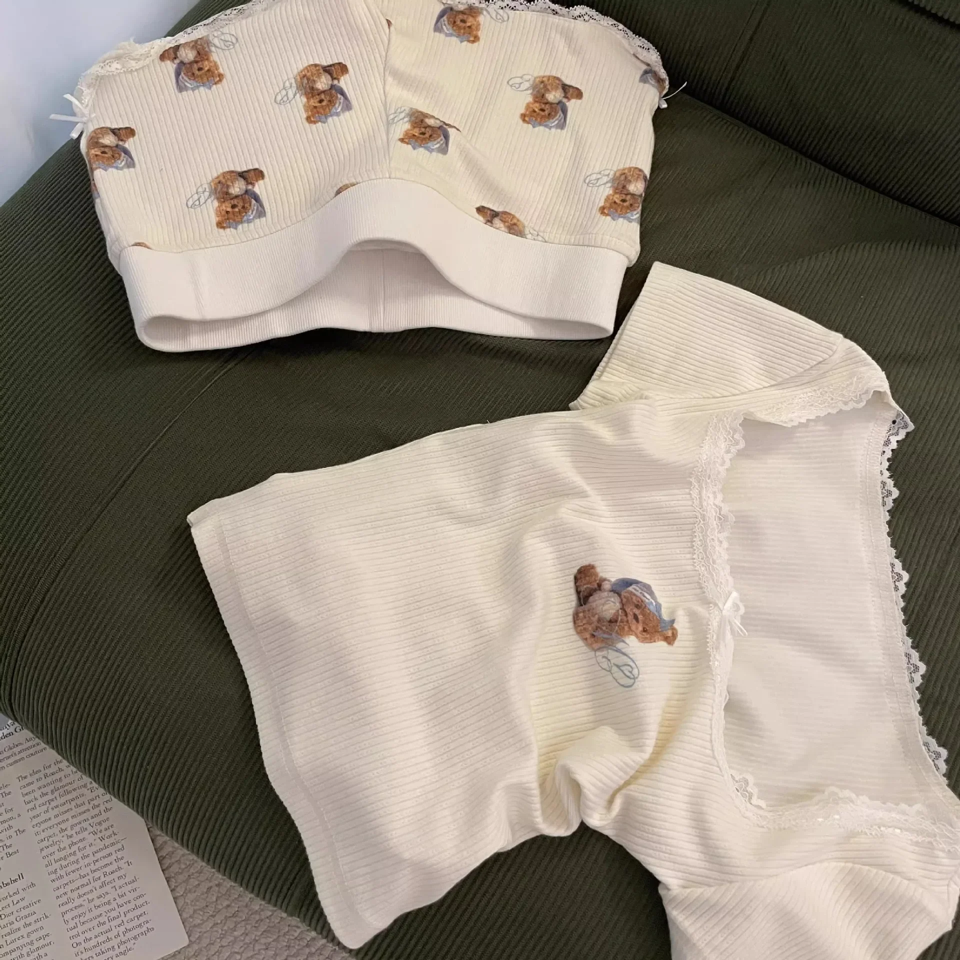 لطيف الكرتون الدانتيل فراشة عقدة ملابس خاصة المرأة رقيقة الصيف المنزل السراويل يمكن ارتداؤها خارج السراويل القصيرة