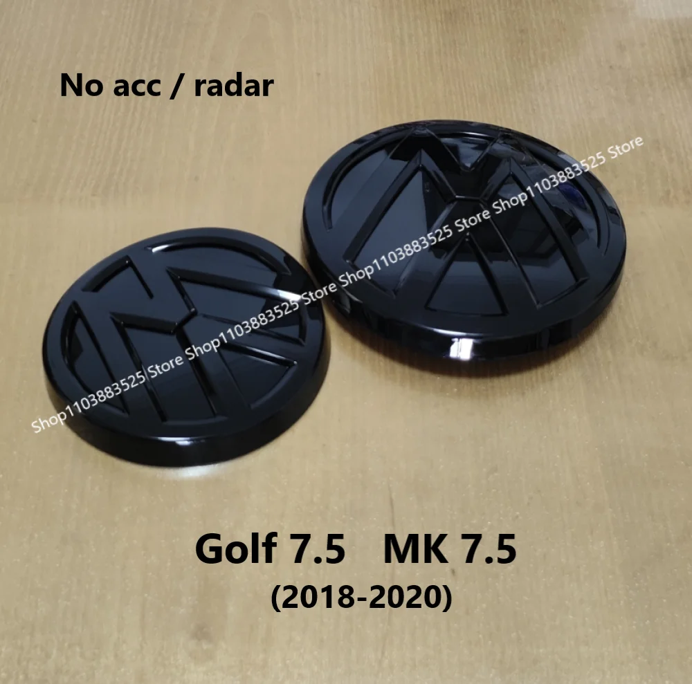 

No Acc 2pcs Replacement Style for VW Golf 7.5 MK7.5 2018 2019 2020 Car Front Bonnet Grille Rear Trunk Emblem Logo Badge Sticker
