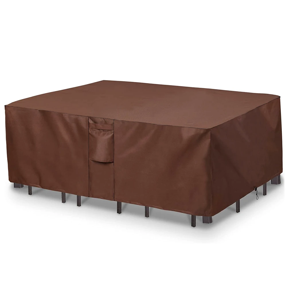 Marrón 420D HEAVY DUTY Cubierta impermeable para muebles de patio al aire libre Jardín Lluvia Nieve Cubierta anti-UV a prueba de viento para sofá