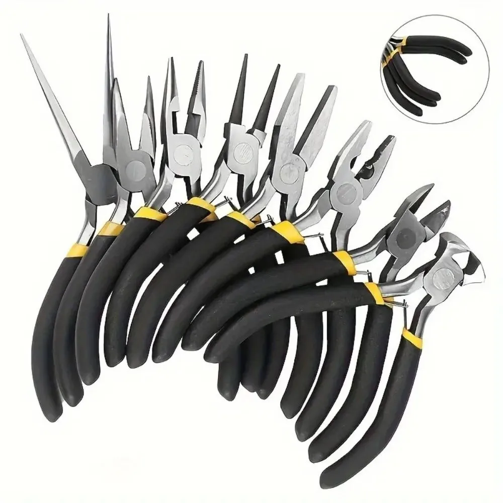 8pcs/set Metal Jewelry Pliers Tool Set Curved Needle Nose Round Nose Jewellery Plier Flat Long Nose Multi-functional