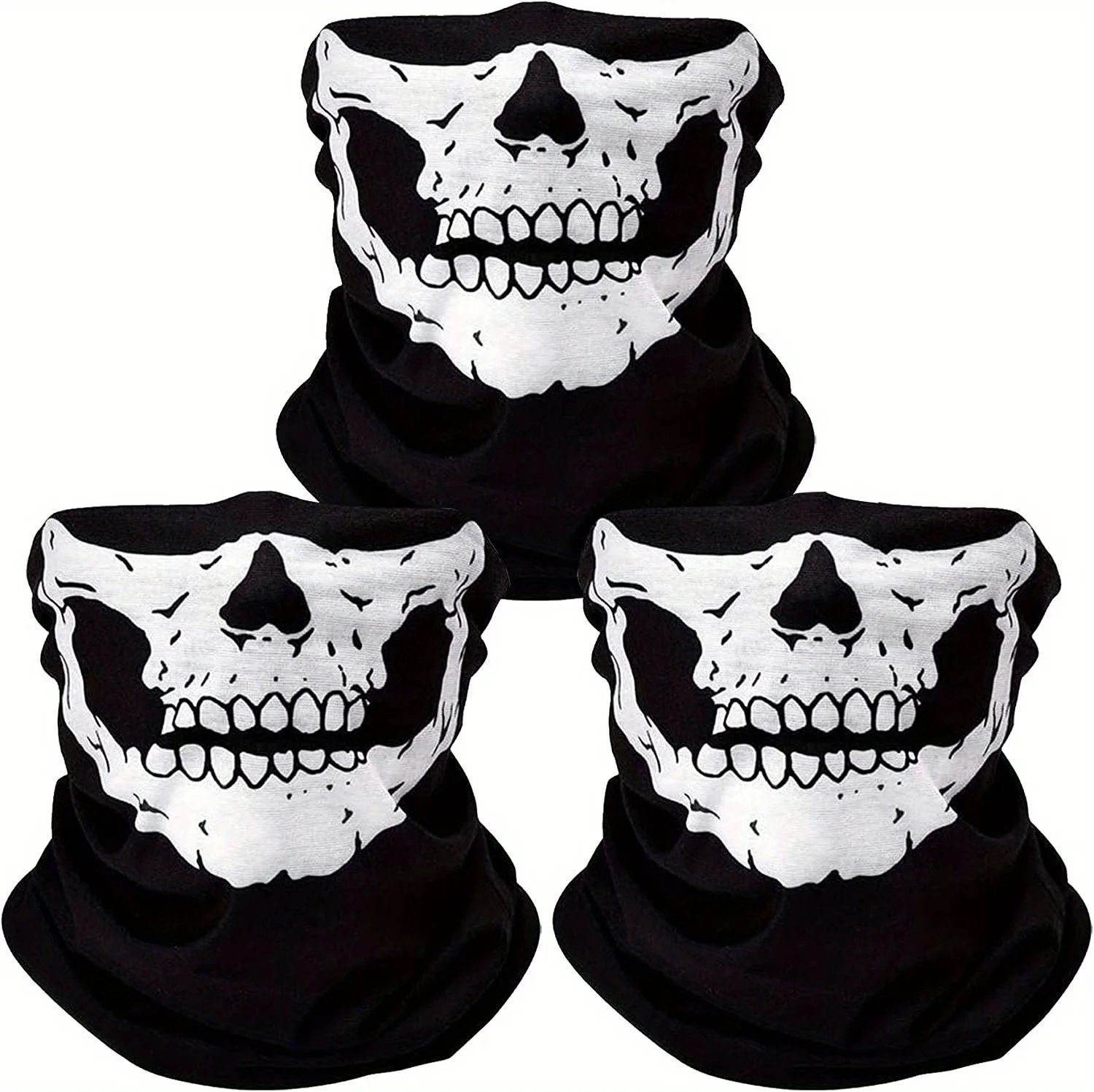 1/2/3 Totenkopf-Maske, gemusterter Maske, winddichter Schal, atmungsaktives Kopftuch, geeignet für Sport und Halloween-Rollenspiele im Freien – Detail 1