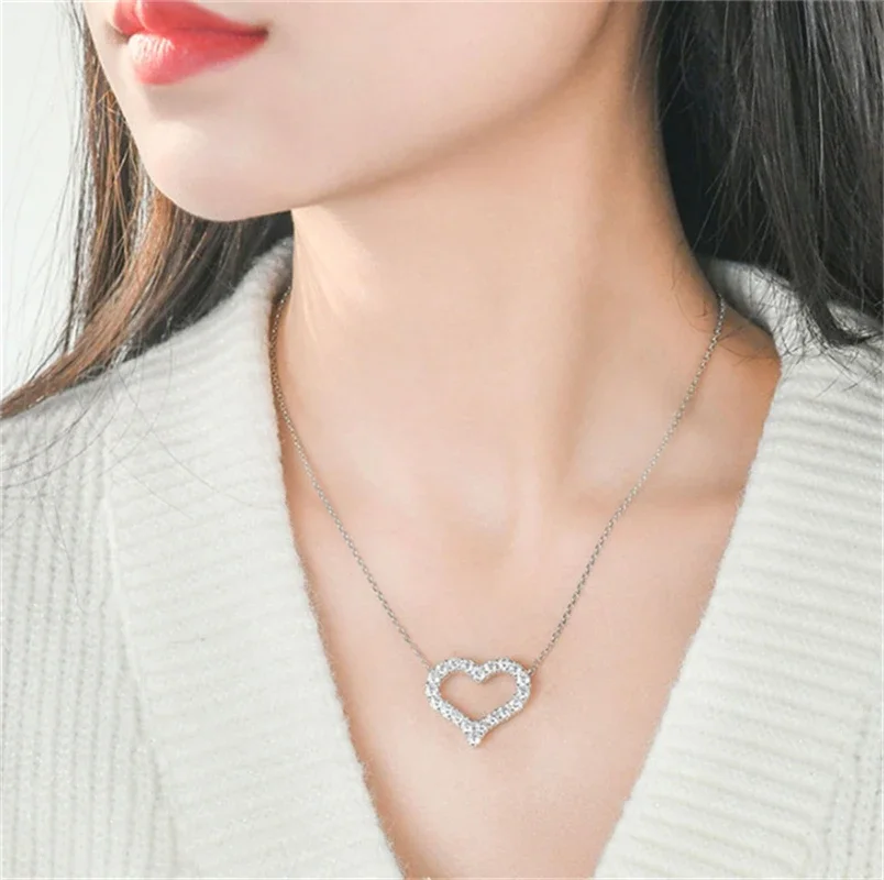 TBCYD 2CT D 컬러 모이사나이트 목걸이 하트 펜던트, GRA 인증, S925 실버 넥 체인, 웨딩 럭셔리 고급 주얼리