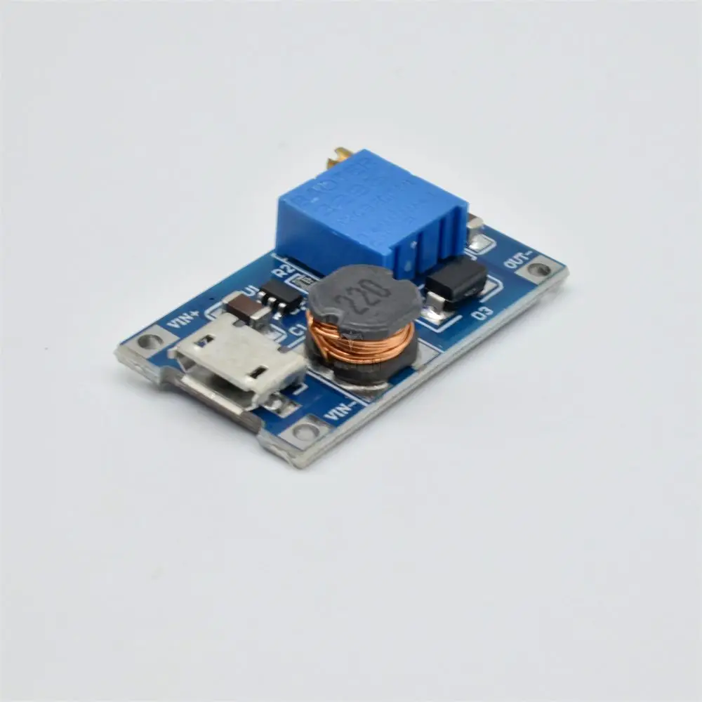 Módulo de Boost Ajustável com Micro USB, Placa Step-Up, DC-DC, 2A, 2V-24V a 5V, 9V, 12V, 28V, LT00159, MT3608