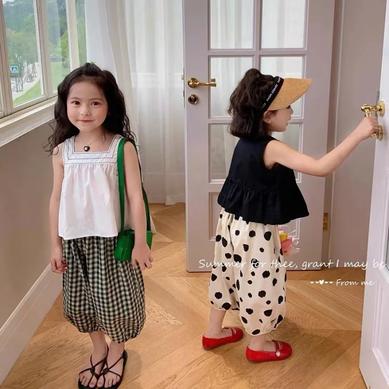 

Children's Summer Outfit Girls' Camisole Top+New Lantern Pants Set for Baby Girls Two-Piece Outfit