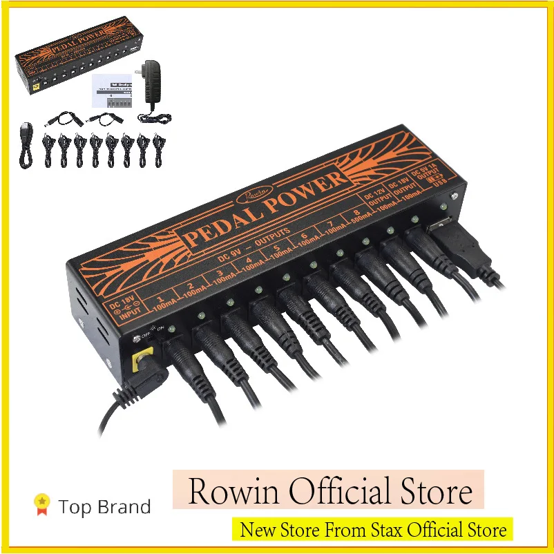 

Rowin Pedal Power Supply Update Output Multi Circuit Power Supply For Guitar Pedal 10 Ways 9V/12V/18V DC Outputs & 1 Way 5V USB