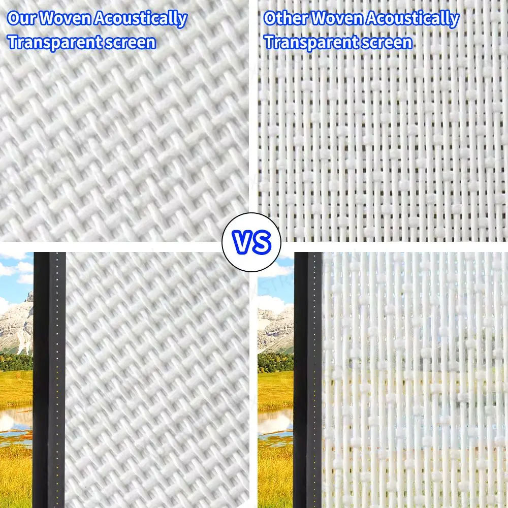 2024 Acoustically Transparent 8K Fabric with Sound Acoustic Projection Screen 16:9 Fixed Frame 7MM Bezel Woven White For Cinema