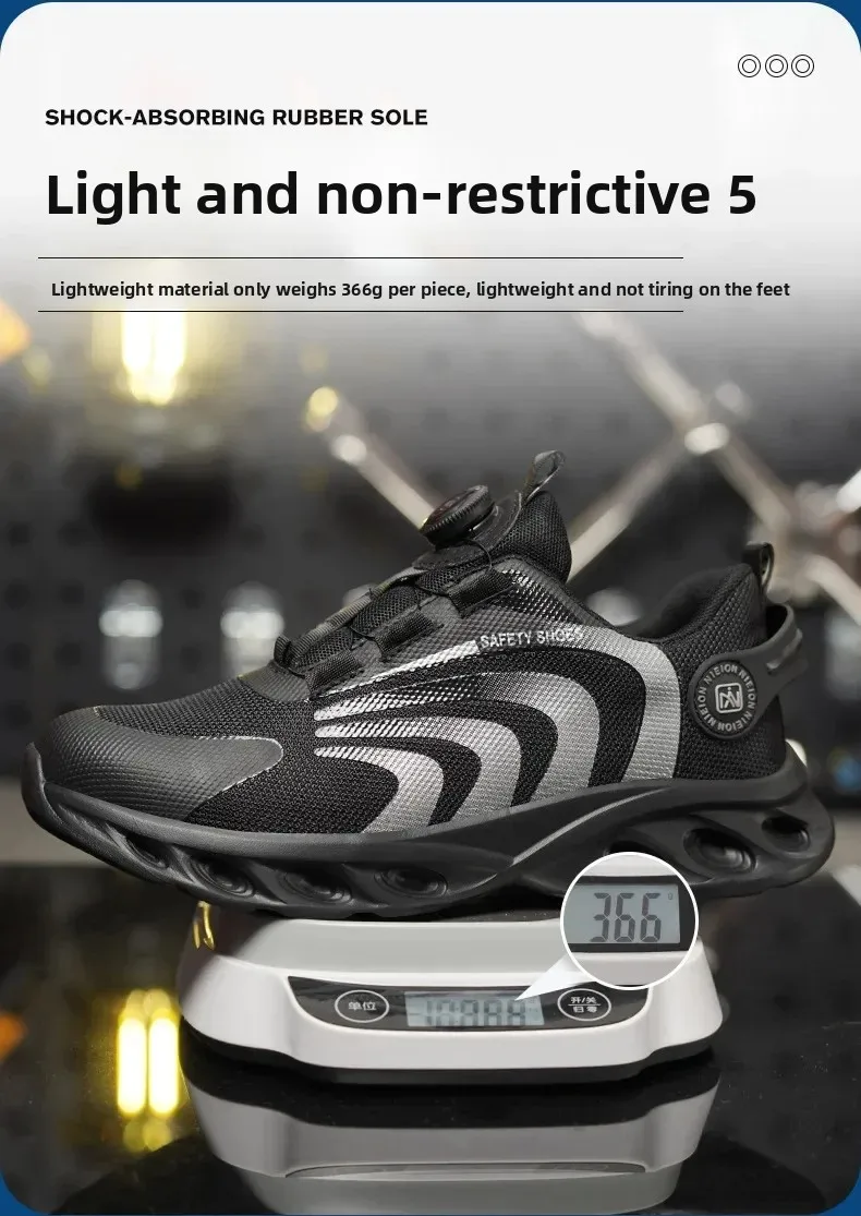 New Safetys Shoe Rotating Button Work Shoes Men Anti-smash Anti-puncture Shoes Fashion Men Sport Shoes Security Protective Boots
