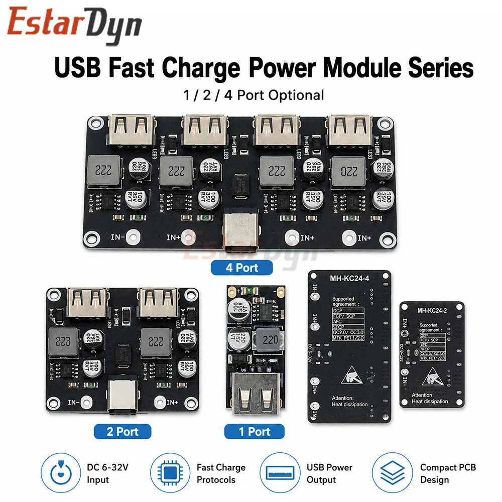 

Estardyn QC3.0 QC2.0 Quick Charge USB Buck Step Down Converter 6-32V to 5V 9V 12V Module for DIY