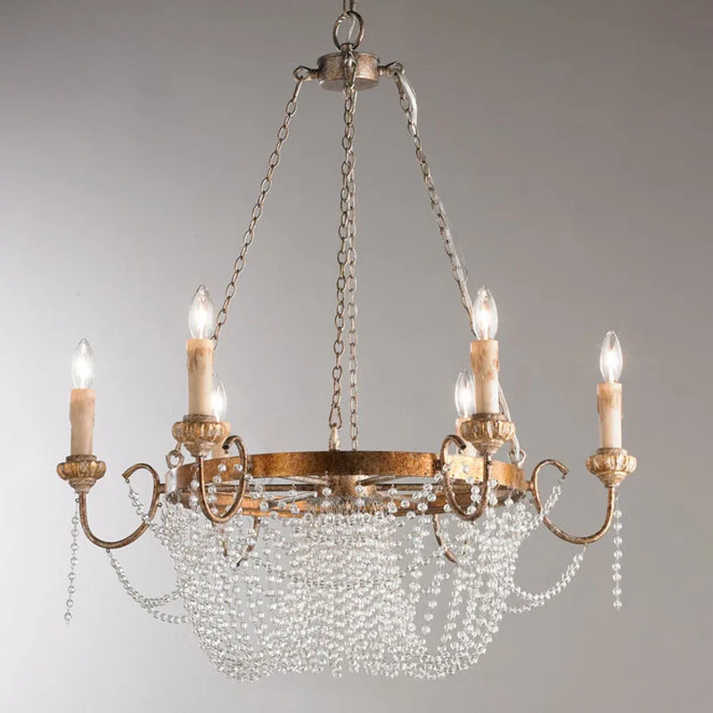 

French, wrought iron, light luxury, chandelier, imitation, woodwork, creativity, dining room, living room, personality