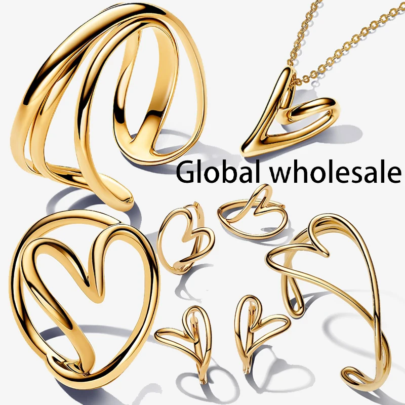 Logo originale 2025 Nuovo in fascino Moda Sutra Amore Anello Collana Bracciale Set di gioielli Misura marca Accessori gioielli fai da te Romantico