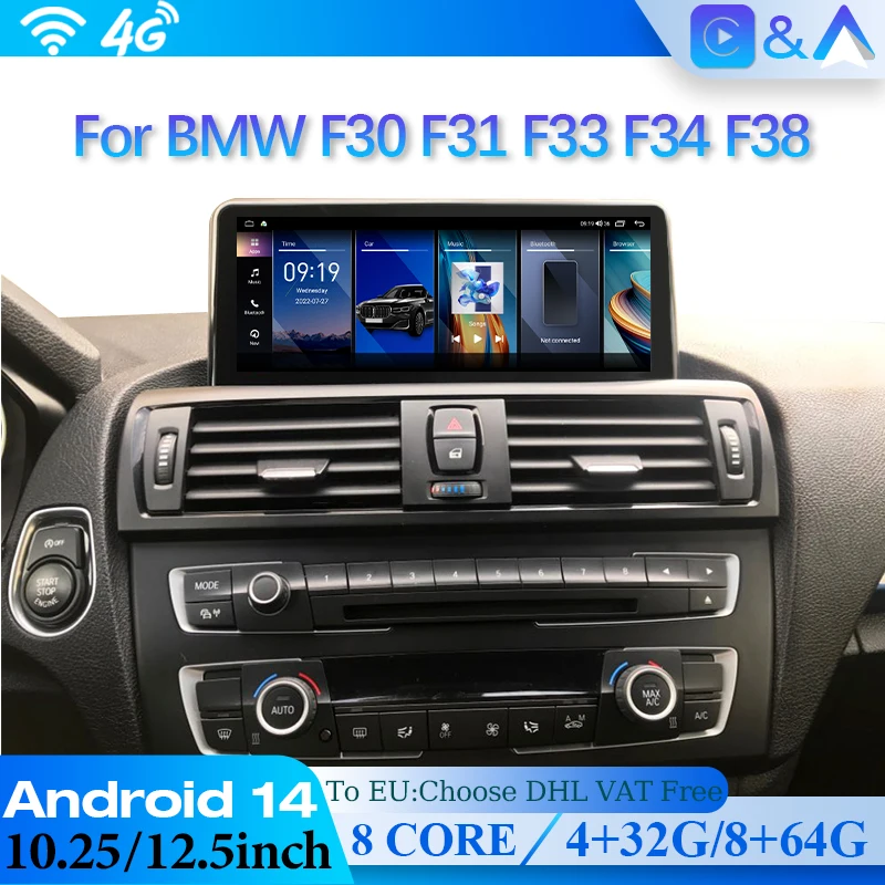 Carplay For BMW 3 / 4 Series F30 F31 F32 F33 Android 14 Car Radio Android Auto Car Video Player Car Multimedia Player Navigation