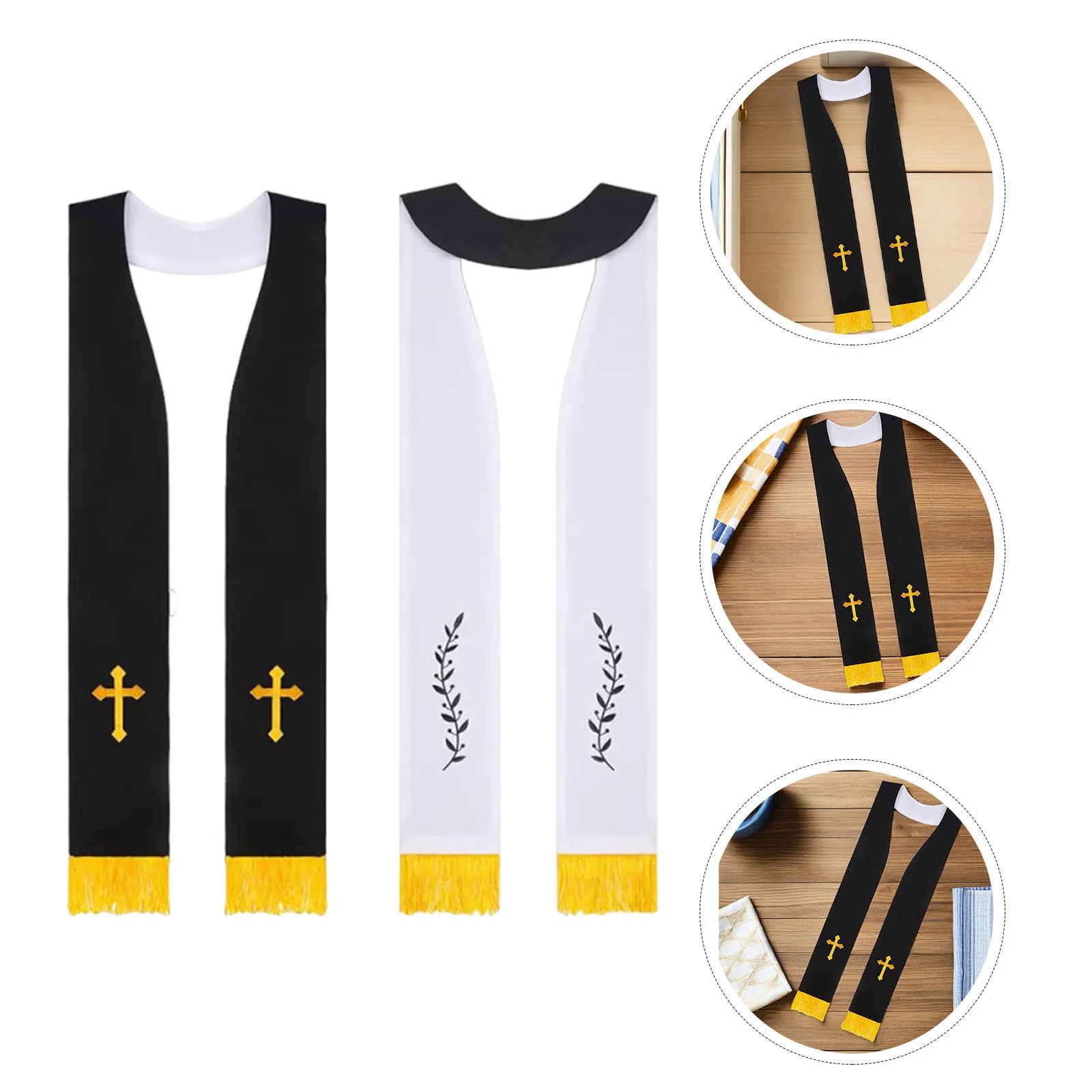 

2 шт. двусторонние вышитые крестом палантин-шарфы для священнослужителей, свадебные, с кистями, для церемоний, аксессуары для церковных облачений