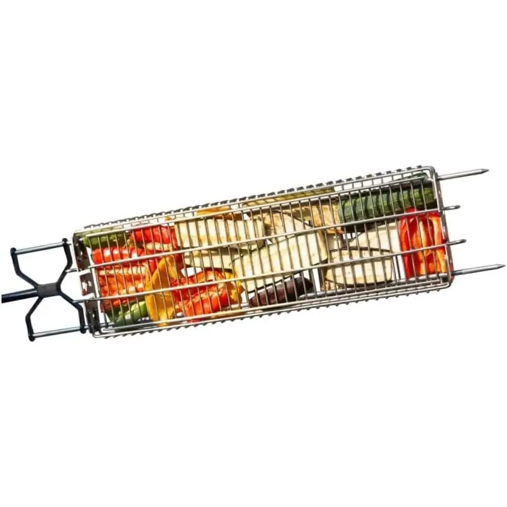 

Extra-Large Stainless Steel BBQ Grill Basket - Double Layer for Fish, Steaks, Veggies & Kebabs - Adjustable, Outdoor Cooking Acc