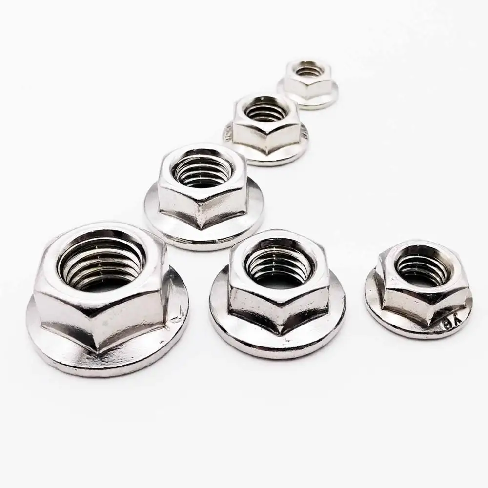M3 M4 M5 M6 M8 M10 M12 High Quality Stainless Steel Hexagon Hex Head Serrated Spinlock Flange Nut Lock Nut