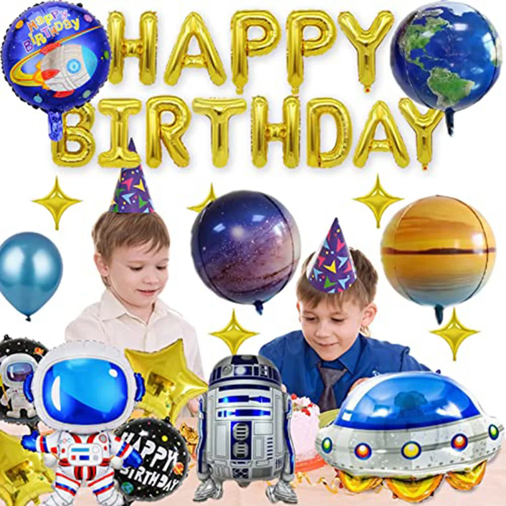 Space Balloons Planet Astronaut Rocket Ship Earth UFO Robot Space Party Decoration For Baby Shower Kids Birthday Party Decors