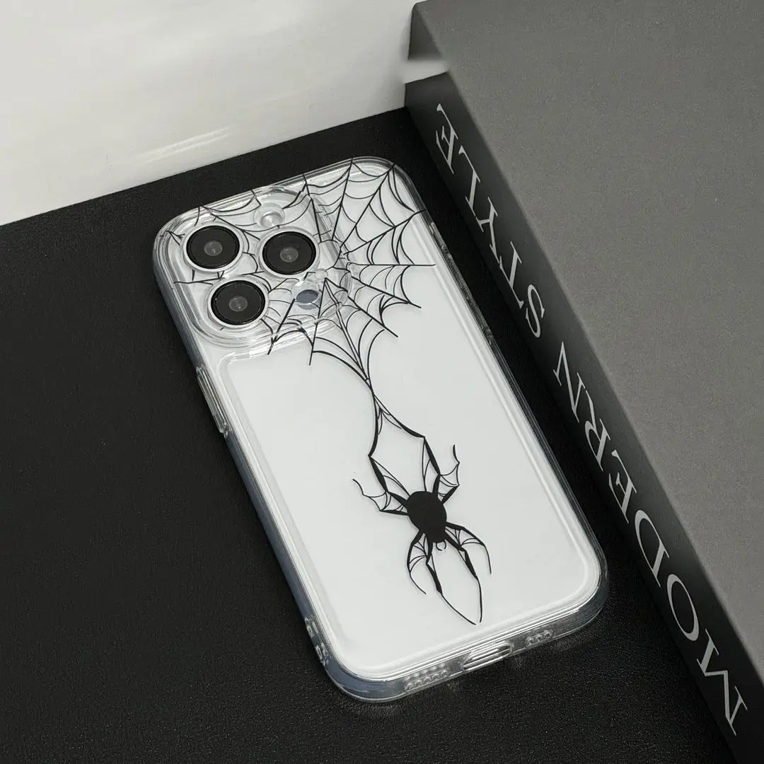 Coque de protection Black Spider Couple, Coque pour iPhone 15 Pro Max 11 12 13 14 Pro Max 6 6S 7 8 Plus 13 Mini XS Max Poly SE 2 3