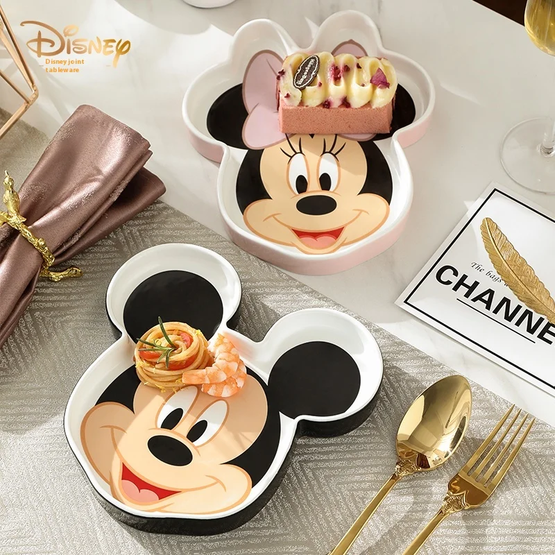 Disney Mickey Minnie Ceramic Dinner Plate Kids Tableware Baby 3d Cartoon Doll Rice Bowl Dessert Tray Snack Dish Child Tableware