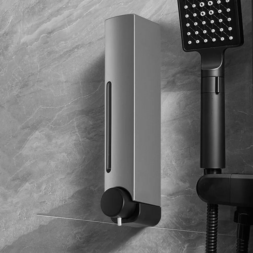 

Дозатор для жидкого мыла, 380 мл, многоразовый настенный контейнер для шампуня и геля для душа, пластиковый герметичный дозатор дезинфицирующего средства для рук