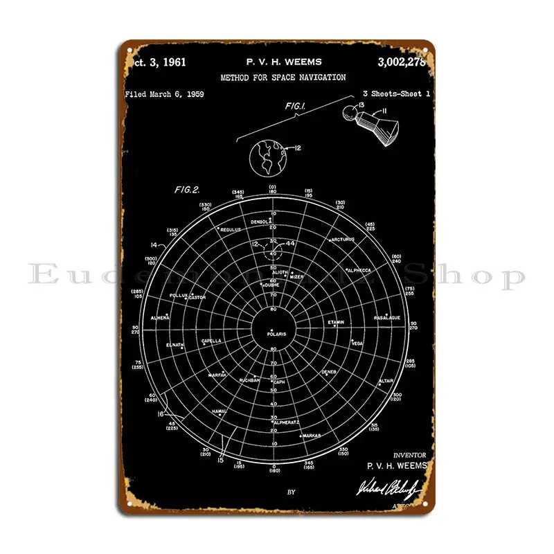 Space Navigation Patent Metal Sign Mural Pub Pub Customize Club Tin Sign Poster