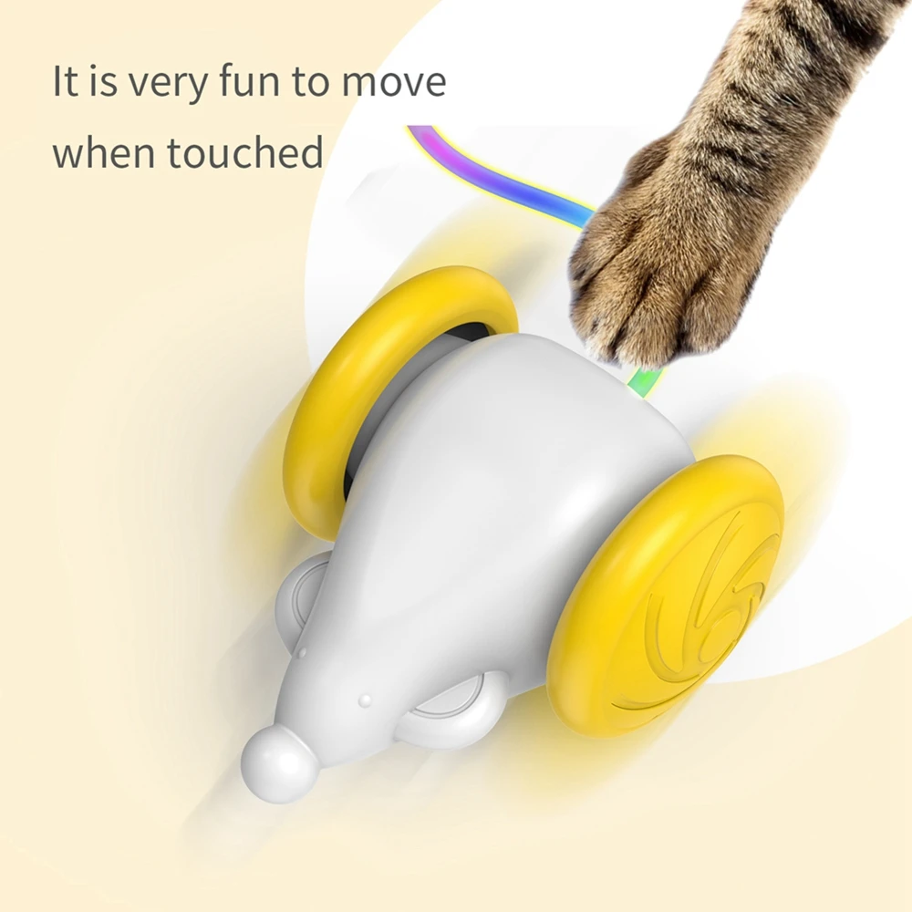 

Interactive Cat Toys Indoor Cat Toy Auto Electric Simulation Mouse Kittens Play Ball Rat with LED Light Smart Cats Hunting Toys