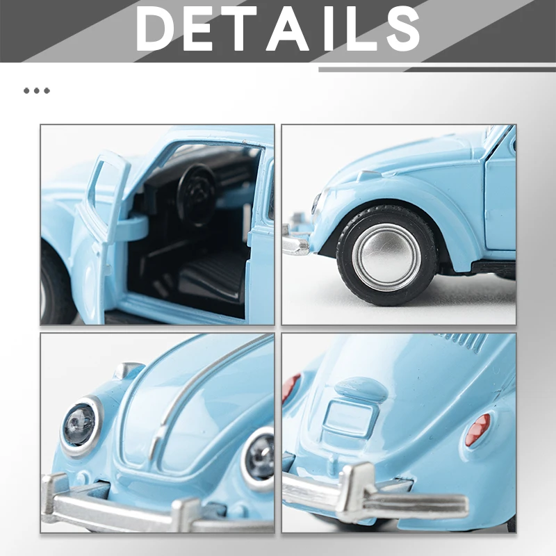 1:36 合金製ビンテージカーモデル ビートルズ クラシック プルバック ダイキャストカーモデル ミニチュア車両 レプリカ コレクションギフト
