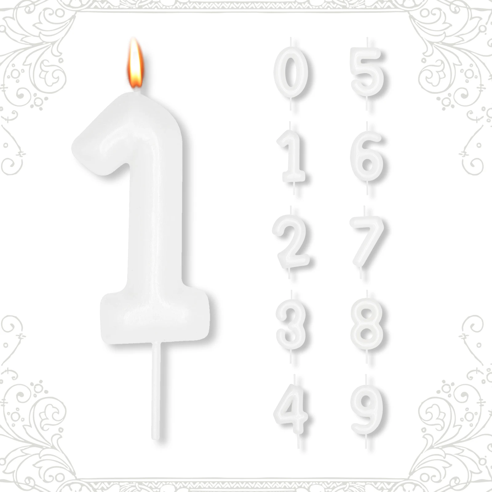 1 vela de número de cumpleaños, vela de número 0-9 para decoración de fiesta de cumpleaños, vela de número para tapa de pastel