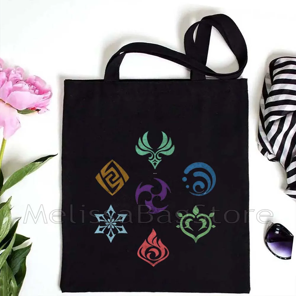 Cute Genshin Impact Anime Gifts Kawaii Hu Tao Alhaitham Cyno Venti Zhongli Haikaveh Collei Dori Canvas Tote Bag Shopper Handbag