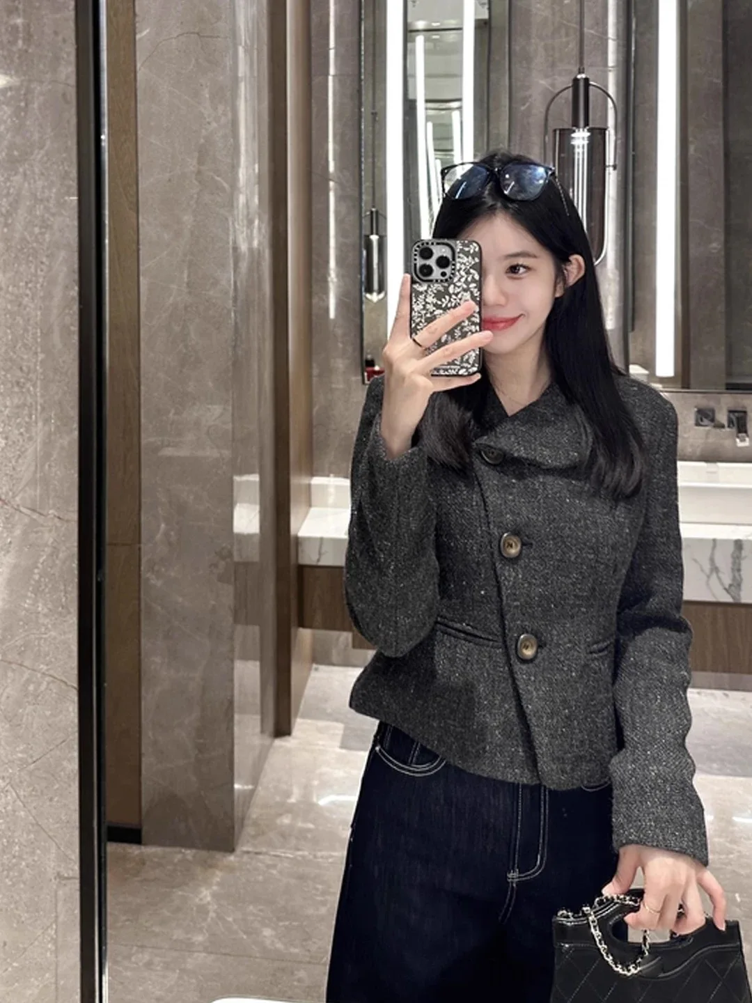 

Осенне-зимнее утепленное пальто с цветочным воротником, приталенное, короткое, модное, для повседневной носки, верхняя одежда для женщин