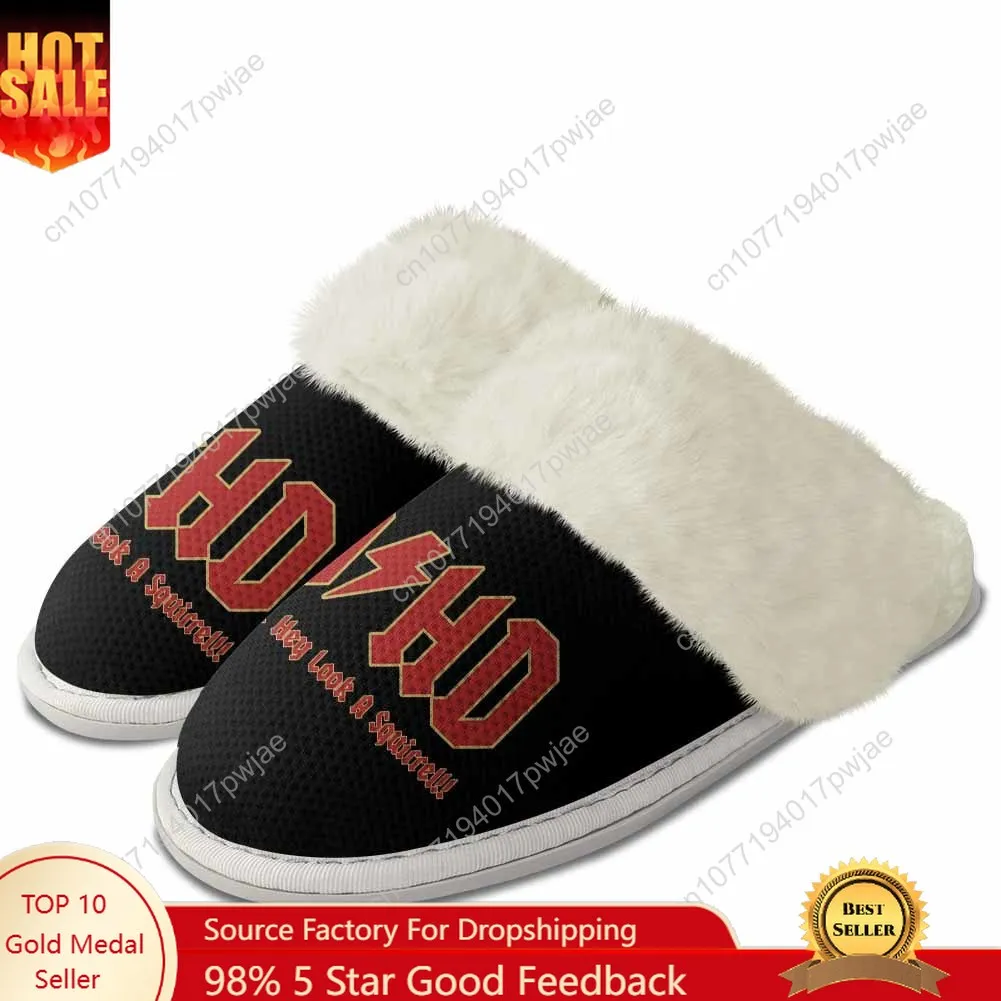 

Go All Out Adult ADHD Highway to Hey Look A Squirrel Funny Music Plush Slippers Mens Womens Home Customized Thermal Slipper