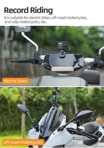 Imagen 2 del producto Soporte de Clip para parabrisas de motocicleta Go Pro 13 12 11 10 9 8 7 DJI OSMO 360 Action 4 5 Pro Insta 360 X5 X4 Go 3S ACE Pro 2 Cámara