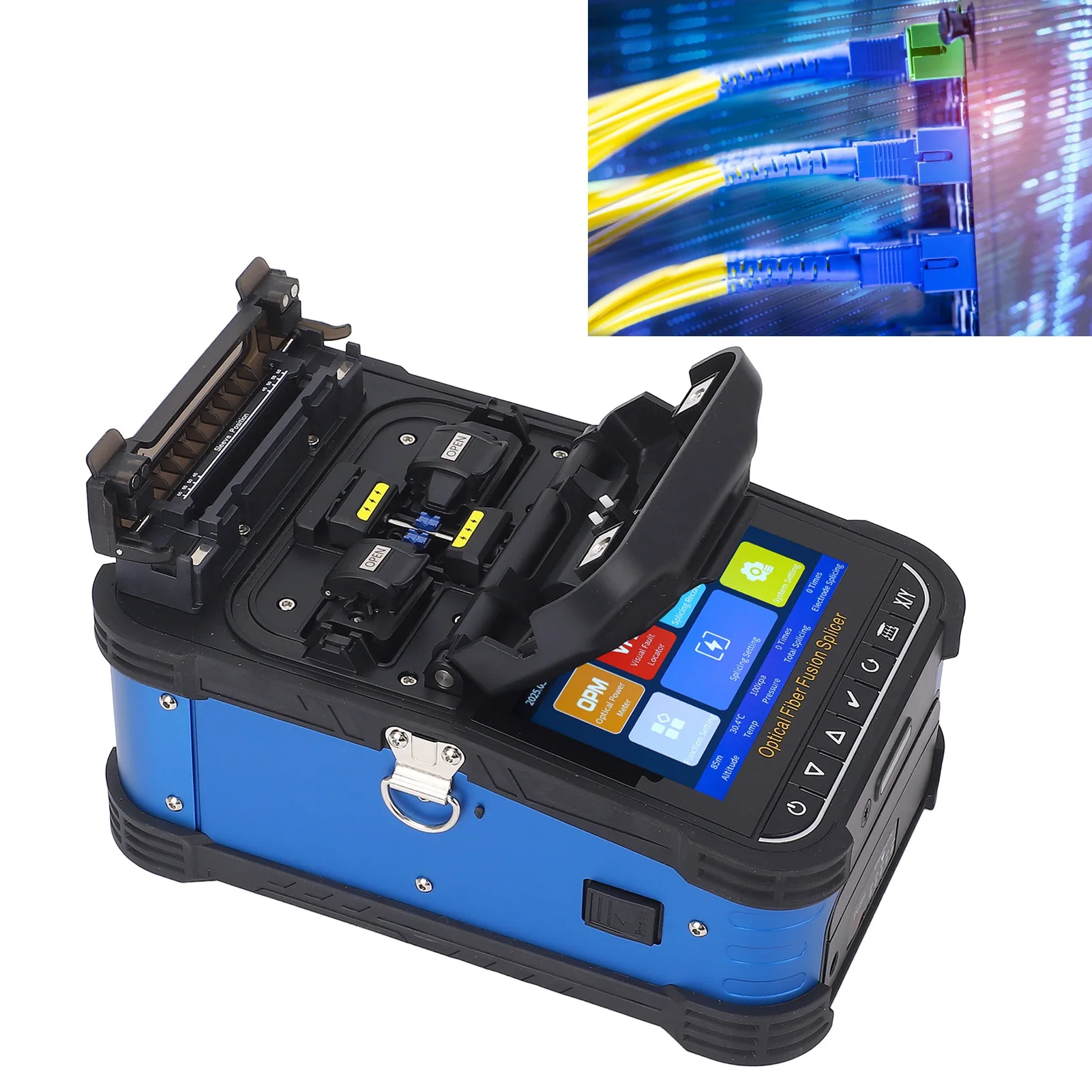 

FS-60F Optical Fiber Fusion Splicer Intelligent Automatic FTTH 6 motor Welding Splicing Machine 5in HD LCD Touch Screen Cleaver