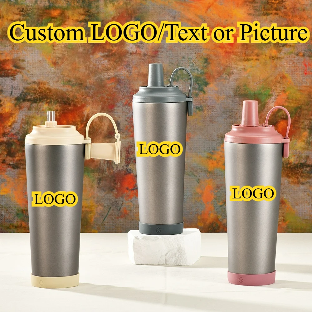 830 мл большая емкость, изолированная чашка из чистого титана, двойные стенки, вакуумная магнитная ручка, чашка для кофе, пива, индивидуальный логотип, изображение, текстовый принт