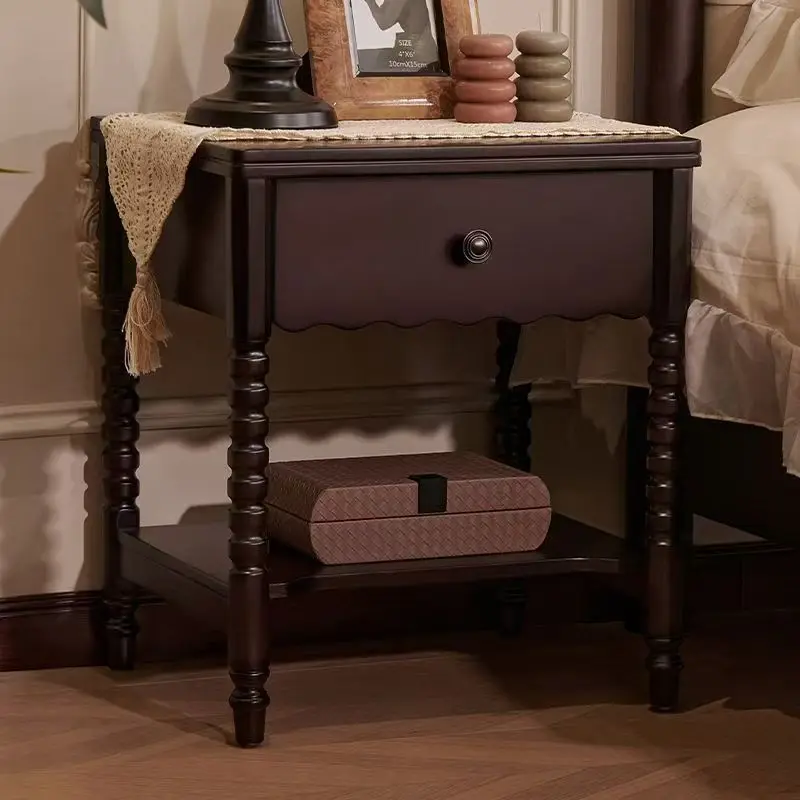 Medieval solid wood bedside table household bedroom locker retro storage cabinet bedside table
