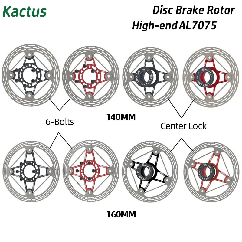 

KACTUS New Design Ultralight 85g 140/160/180/203mm Bike Disc Brake Rotor 6 Bolts AL7075 Center Lock for MTB Road Ebike