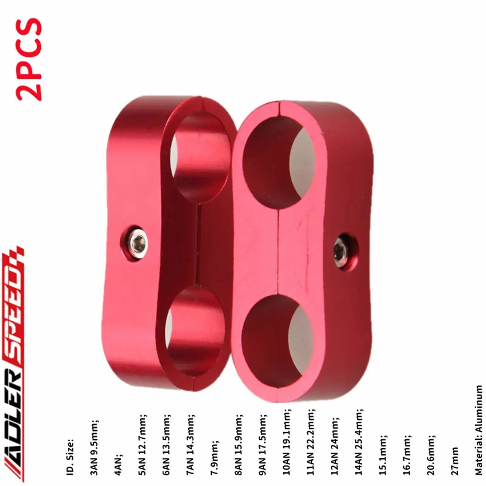 S 2PCS Universal Aluminum AN4 AN6 AN8 AN10 Braided Rubber Hose Line Clamp Splitter Billet Oil Fuel Water Hose Tube Seprator Kit