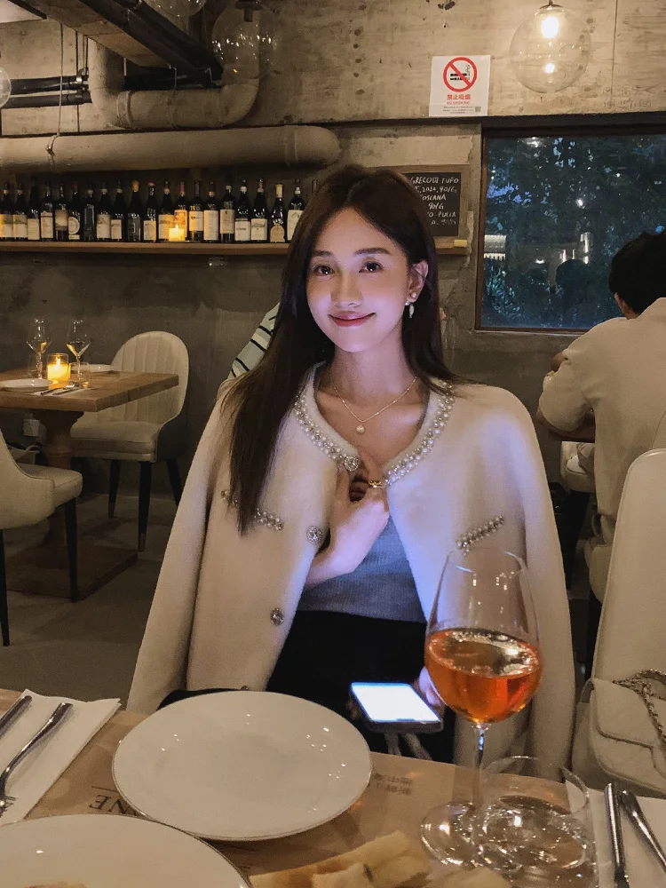 

Handmade ort Lamb Fur Jaet Women's Quilted Coat Inteated Leather And Fur Small Fraance Sle Durable Zipper Closure