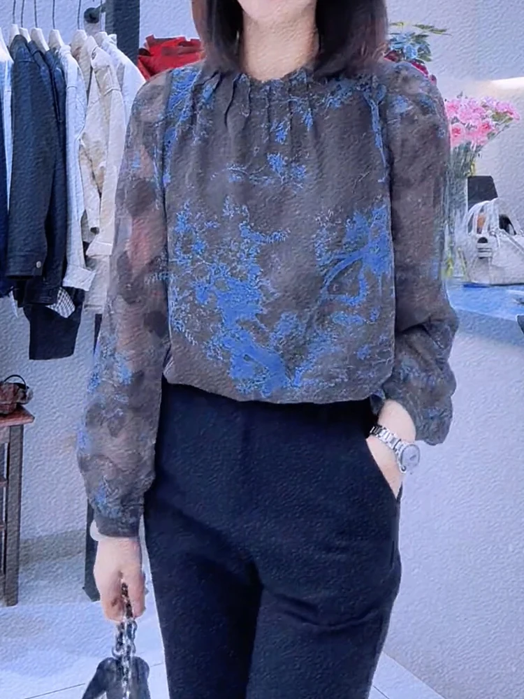 

Spring 2025 plus Size Faionable European Sle Commute Loose Slimming Print Long Sve Top Women's plus Size Casual Wear