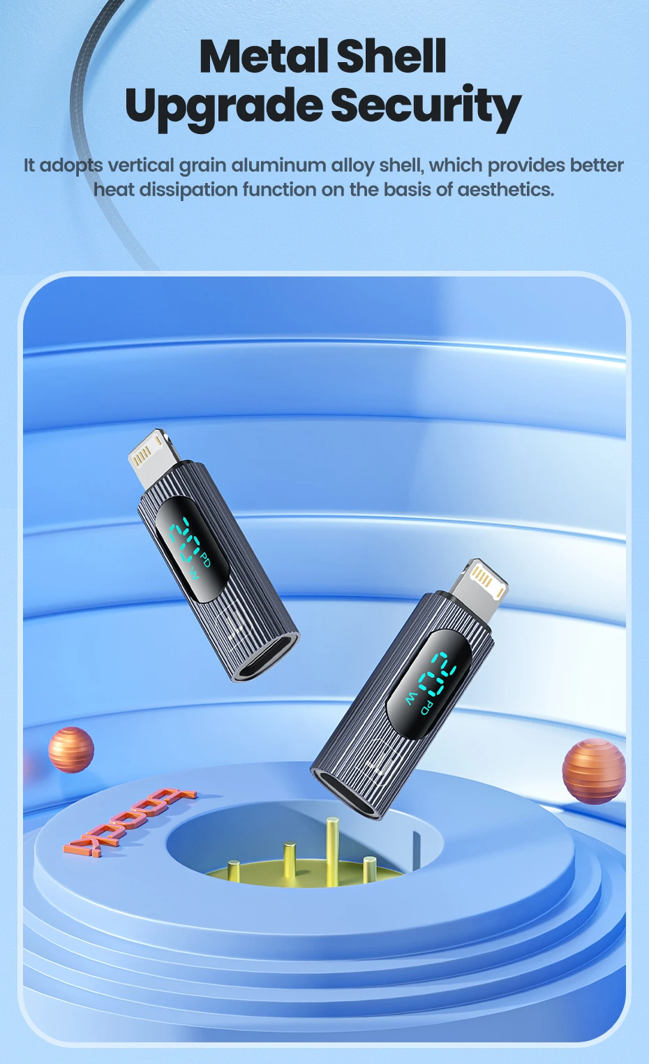 Toock 2/3/5 Pack USB C to Lightning Adapter OTG Convertor PD 20W Fast Charging LED Display for iPhone 14 13 12 11 Pro Max iPad