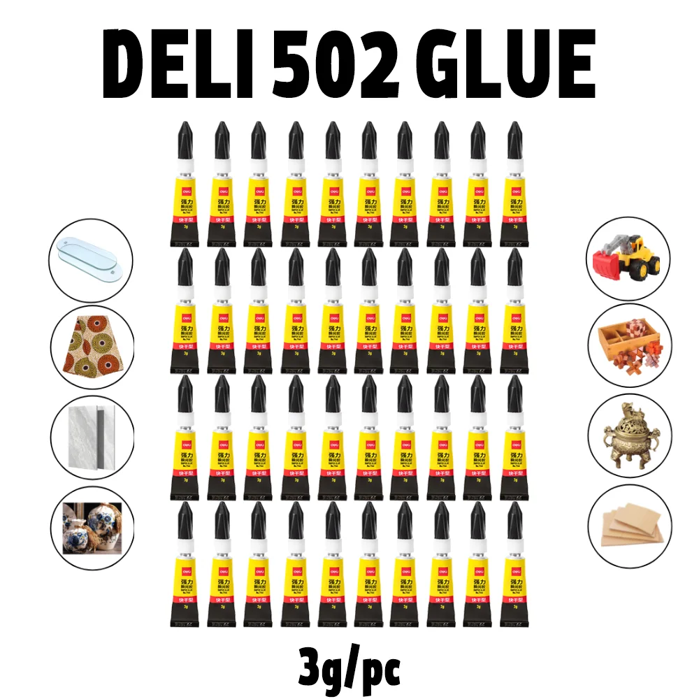 

8-40pc Deli 502 Liquid Glue Diy Office Glass Phone Supplies Metal Supplies Ceramic Contact High Quality Durable Glass Super Glue