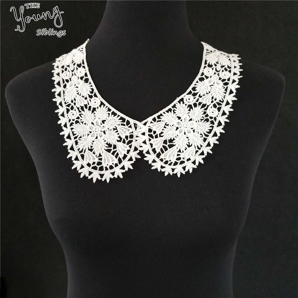 Hot sale White Lace Collar Guipure Floral Lace Fabric Trim DIY Embroidery Lace Neckline Sewing Applique trim Clothing Accessory