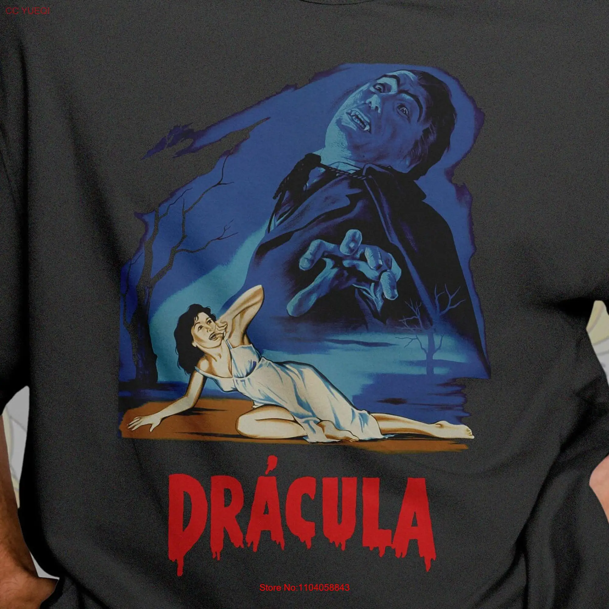 Dracula T shirt Vintage Movie Poster Vampire Halloween Horror Christopher lee long or short sleeves