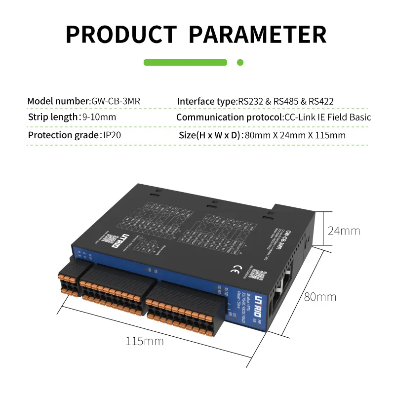 Protocol Gateway CC-Link IE Field Basic to RS485/RS232/RS422 Modbus RTU Protocol Converter Module Data Converter