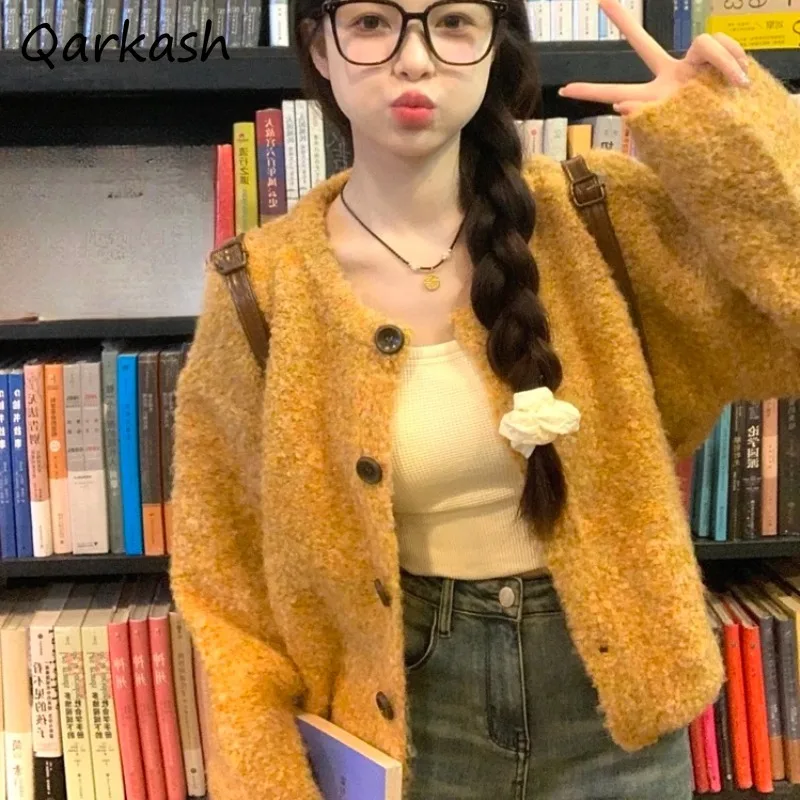 

Women Cardigans College Student Youth All-match Age-reducing Trendy Sweaters Autumn Daily Cozy Vitality Leisure Prevalent Baggy