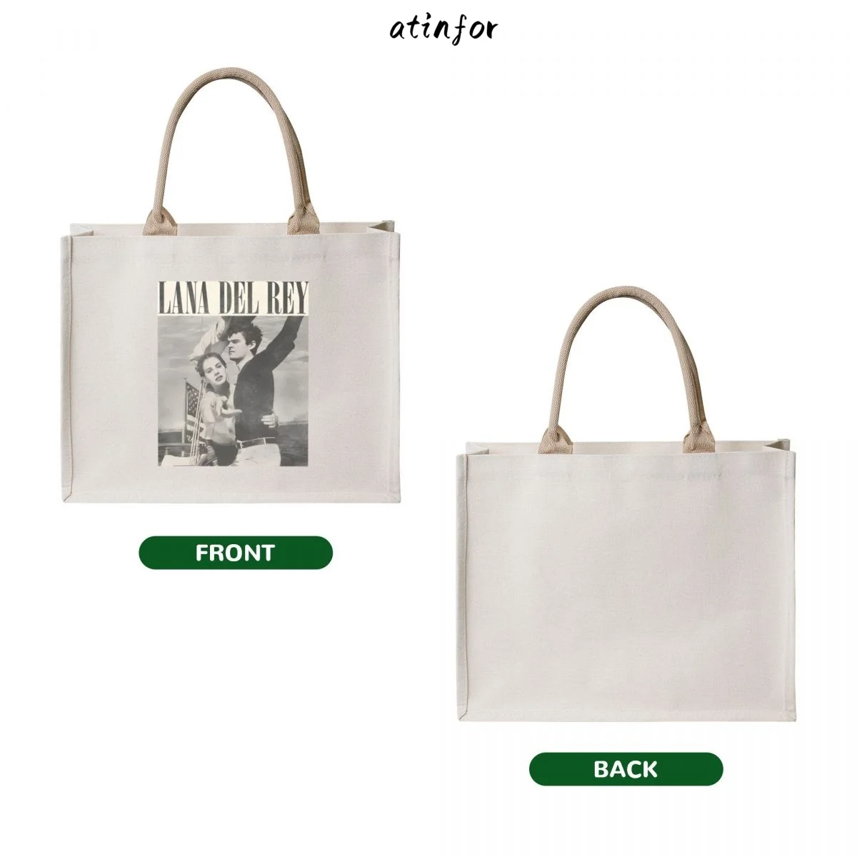 atinfor 40x13x33CM Vintage Lana Del Rey Ldr Sailing Women Canvas Handbag Lady Shoulder Shopping Casual Beach Bag Medium