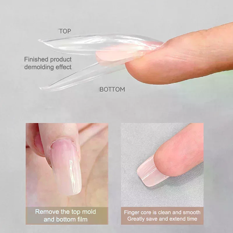 Sandwich Dual Nail Forms 60pcs 15Size Quick Extensions-Dual Forms T-shaped Ellipse Manicure Forms Top Mold Bottom Mold 3D