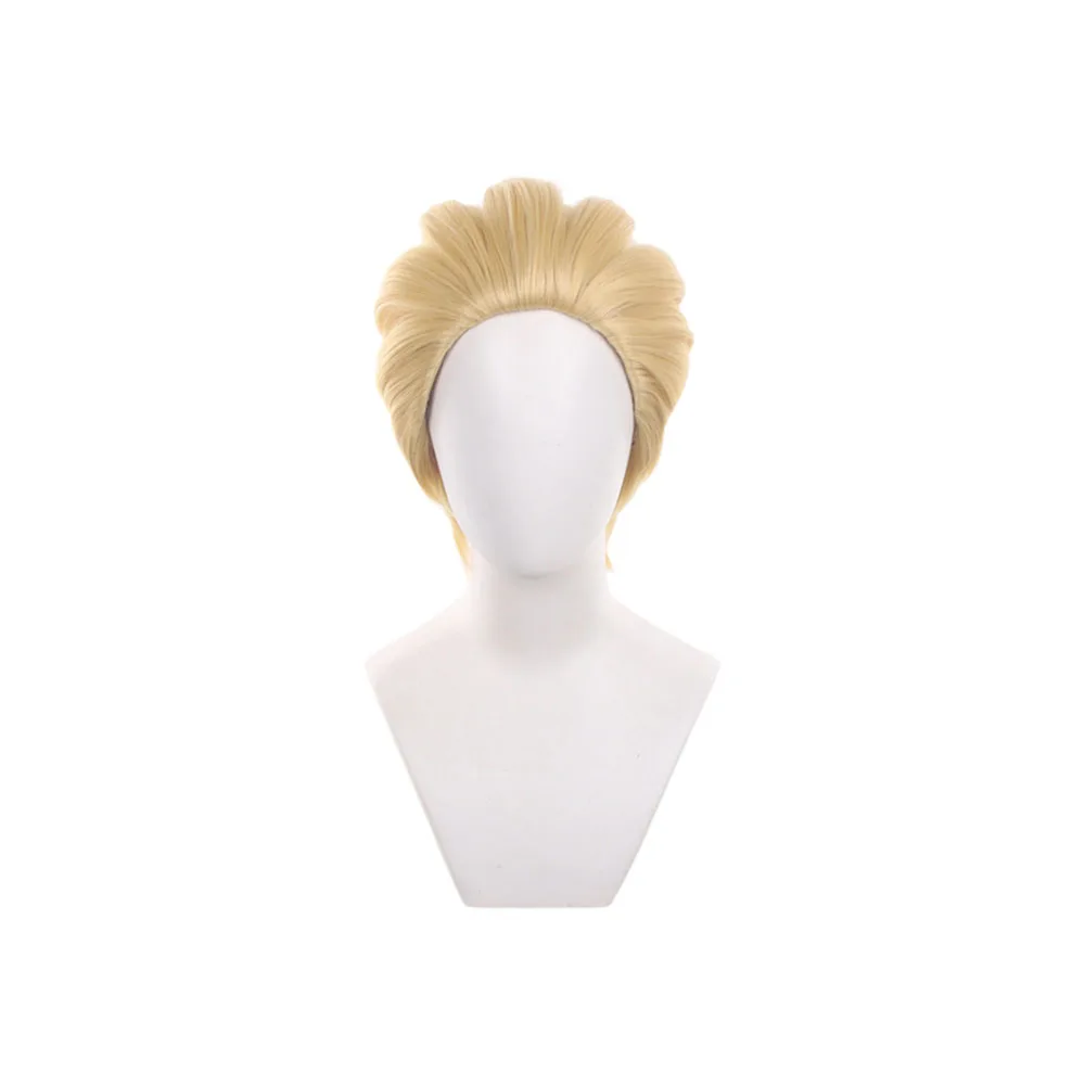 

Short Light Blonde Synthetic Cosplay Wig for Anime Characters, Layered Fluffy Style with Natural Curl Ends