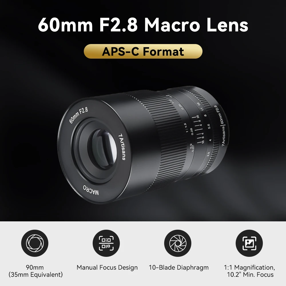 7artisans 60mm F2.8 APS-C Manual Macro Prime Lens For Sony E ZVE10 Alpha 6400