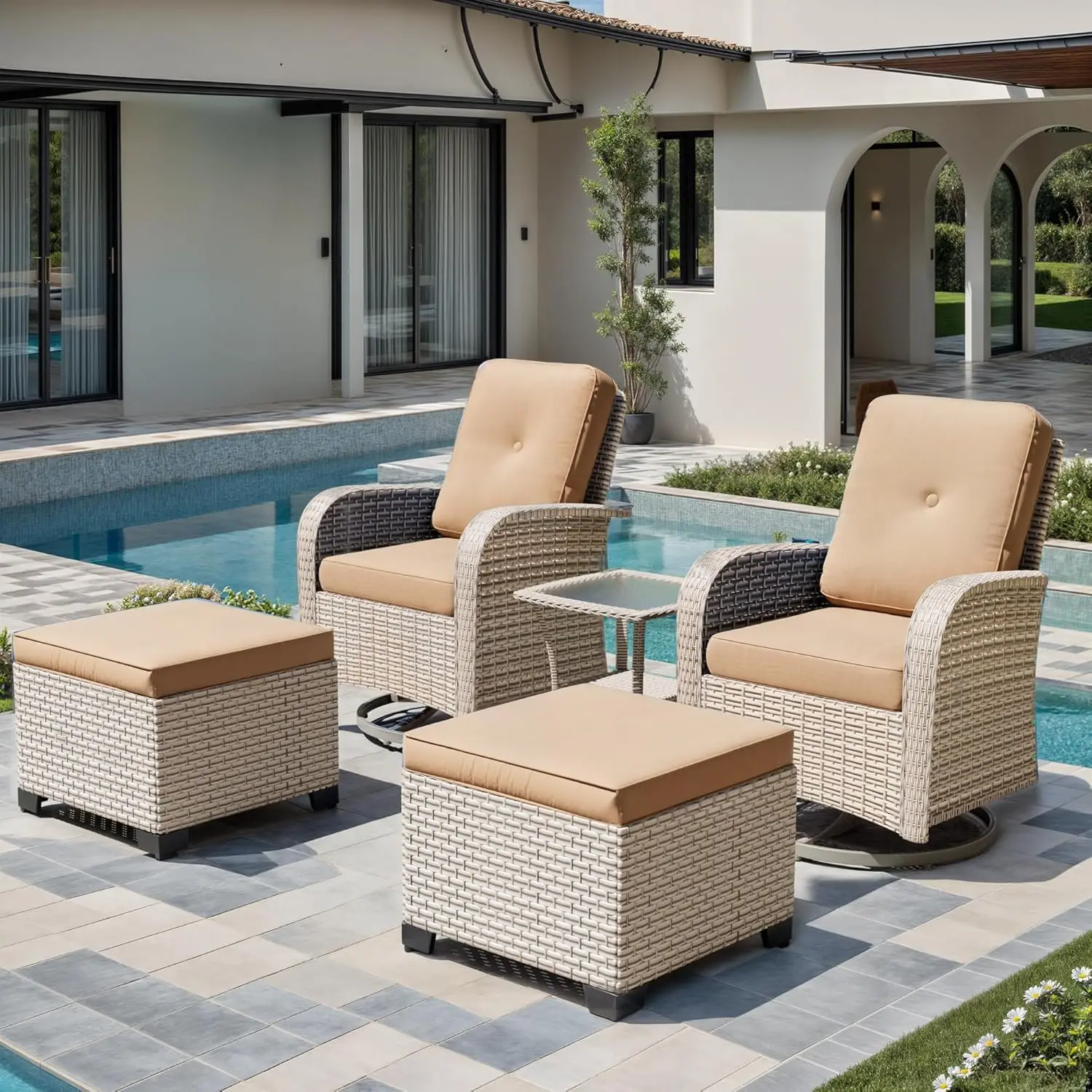 Outdoor Patio Furniture Set with Swivel Glider Chairs